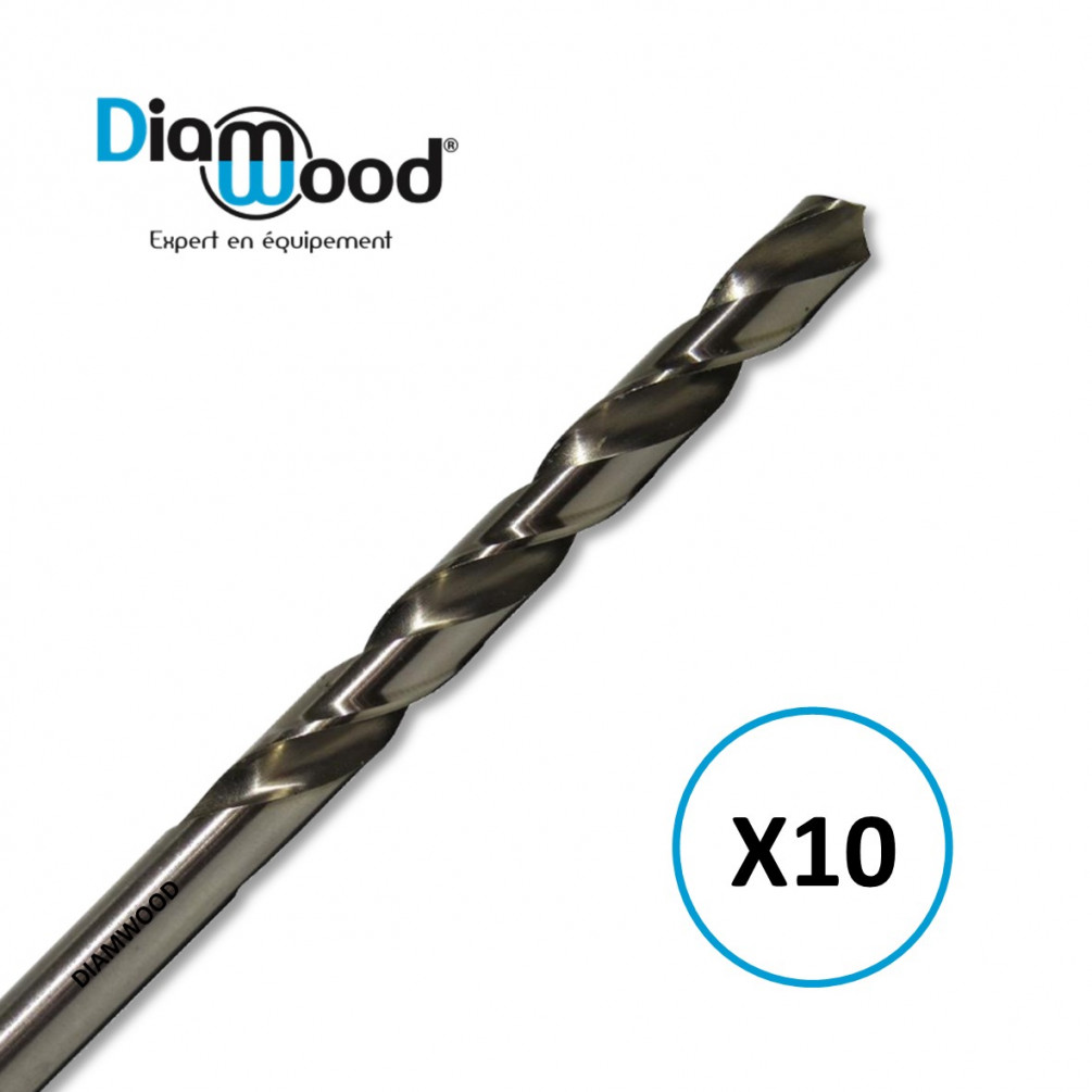 Forets HSS-G Métriques - Lot De 5 - Diamètre 10 Mm - Pour Métal, Bois, Plastique - Pointe 135° Affûtée