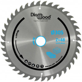 Lame de scie circulaire HM universelle D. 305 x Al. 30 x ép. 3,0/2,0 mm x Z48 TP Nég pour Alu/bois - Diamwood