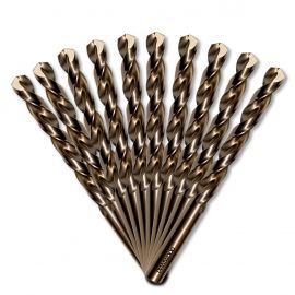 10 forets métaux HSS Cobalt 5% D. 7,5 mm x Lu. 69 x Lt. 109 mm 135° taillé, meulé pour acier / Inox - Diamwood