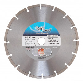 Disque diamant BUILDER D. 230 x Al. 22,23 x Ht. 7 mm - béton, matériaux de construction - DWORX