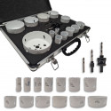 Coffret 13 trépans Bi-Métal HSS (M3) PRO D. 16 à 102 x Lu. 38 mm + accessoires pour Acier, Bois, PVC - Diamwood