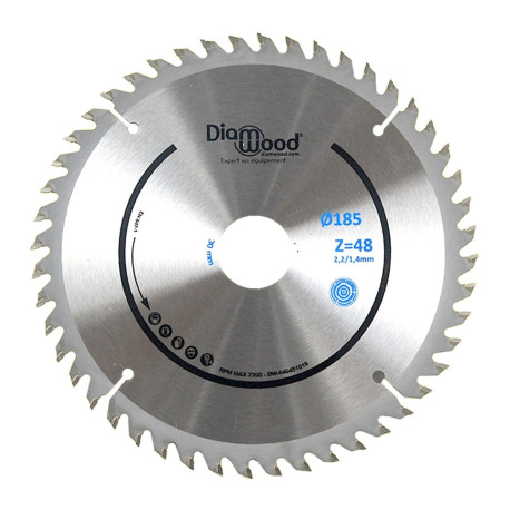 Lame de scie circulaire portative HM universelle D. 185 x Al. 30 x ép. 2,2/1,4 mm x Z48 Alt pour bois - Diamwood