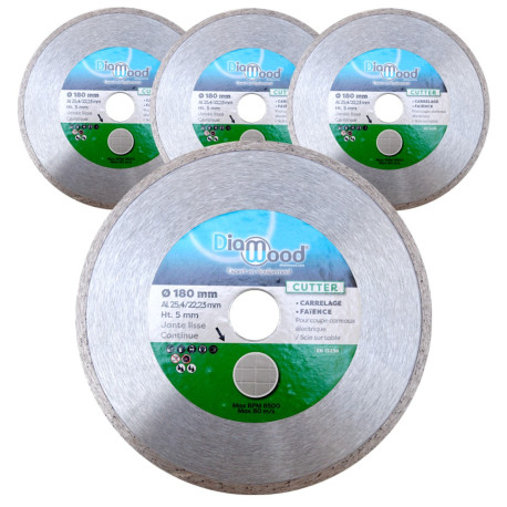 Lot de 3 disques diamant 180 x Al. 25,4/22,23 x Ht. 5 mm carrelage, faïence - CUTTER - OMNIVOR