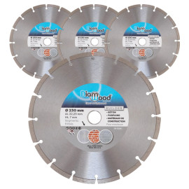 Lot de 3 disques diamant 230 x Al. 22,23 x Ht. 7 mm béton, parpaings, matériaux de construction - BUILDER - OMNIVOR
