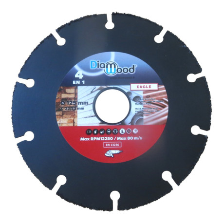 Disque à concrétion carbure multiusage 125 x Al. 22,23 x ép. 1,8 mm bois, plastique, plâtre, cuivre - EAGLE - OMNIVOR