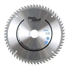 Lame de scie circulaire HM finition D. 216 x Al. 30 x ép. 2,2/1,4 mm x Z60 TP Nég pour Alu/bois - OMNIVOR