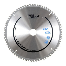 Lame de scie circulaire HM finition D. 254 x Al. 30 x ép. 2,8/1,8 mm x Z72 TP Nég pour Alu/bois - OMNIVOR