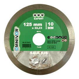 Disque Diamant 125 x Al. 22,23 x ép. 1,4 mm x Ht. 10 mm Grès, Marbre, Pierre - SAULIUS - OMNIVOR