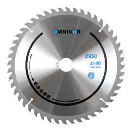 Lame de scie circulaire HM universelle D. 250 x Al. 30 x ép. 2,8/1,8 mm x Z48 Alt pour bois - OMNIVOR