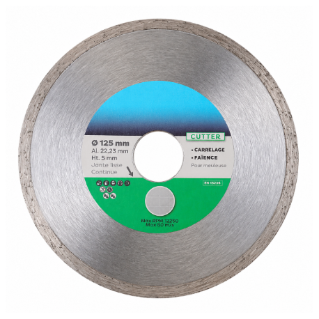 Disque diamant CUTTER D. 125 x Al. 22,23 x Ht. 5 mm - carrelage, faïence - DWORX