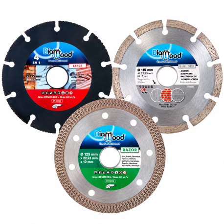 Pack 3 Disques Diamant 115 mm Carrelage, Béton et Multi-Matériaux - Diamwood