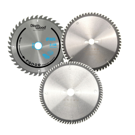 Pack 3 Lames Scie Circulaire 305 mm Al.30 Z48 + Z60 + Z80 Bois/Alu - Diamwood