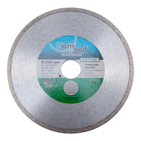 Disque diamant 200 x Al. 30/25,4/22,23 x Ht. 5 mm carrelage, faïence - CUTTER - OMNIVOR